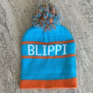 Blippi Kids Pom-Pom Beanie - Blue and Orange